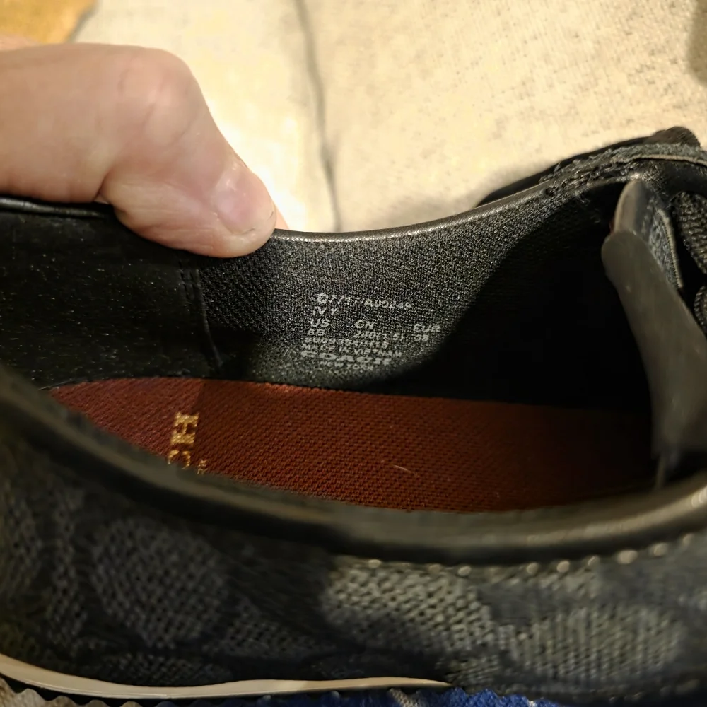 Coach Signature Ivy Leather Sneakers in black monogram pattern with suede toe - Picture 6 of 7